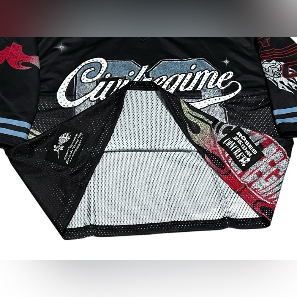Civil Regime Our Team Football Men's Jersey Black Boxy Crop Crystal Size medium - Picture 5 of 16